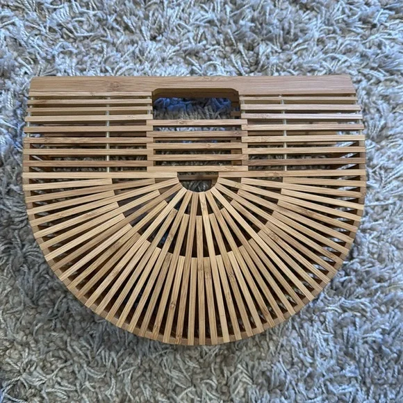Cult Gaia Ark Inspired Bamboo Half Moon Bag - Picture 1 of 5